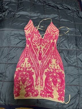 Windsor Pink Sequin Embroidered Mini Dress